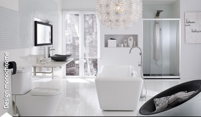 Ambiance salle de bain monochrome blanc
