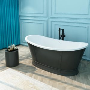 baignoire ilot effet metal
