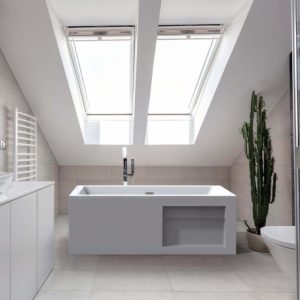 baignoire ilot moderne avec rangements intégrés