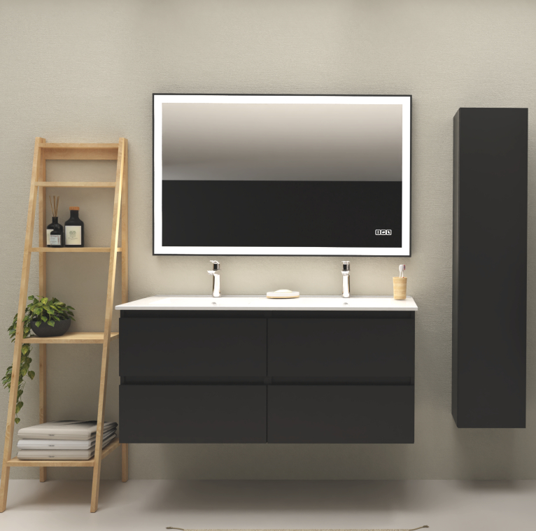Meuble salle de bain double vasque couleur noir mat