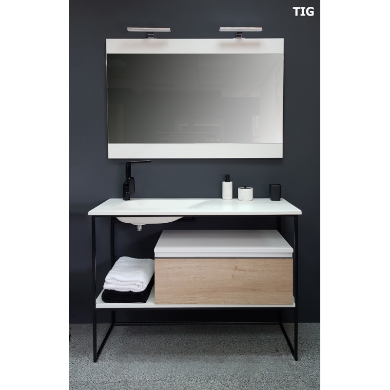 Meuble sous vasque à poser 120 cm en bois et métal 