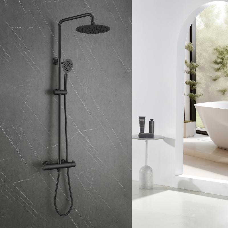 colonne douche noire thermostatique inox