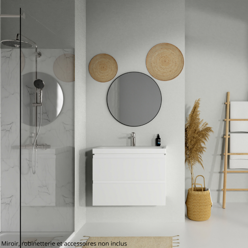 lavabo salle de bain avec meuble suspendu
