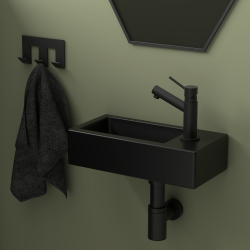 Lave main pour WC noir rectangulaire