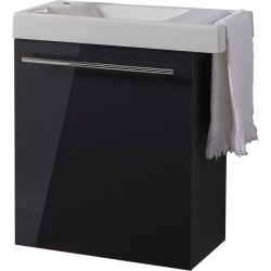 Meuble lave mains noir avec porte serviette 