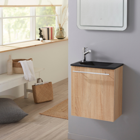 meuble lave mains bois mitigeur eau chaude