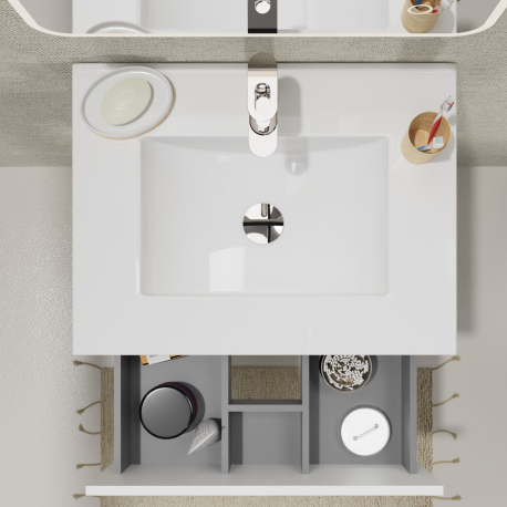 meuble salle de bain vasque integree blanc