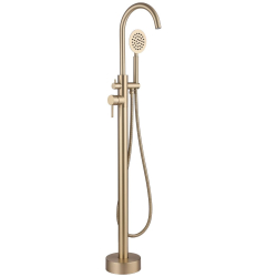 robinetterie sur pied en inox brossé pour baignoire