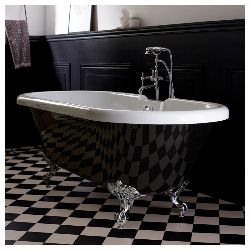 Installer baignoire îlot noir retro sur pied