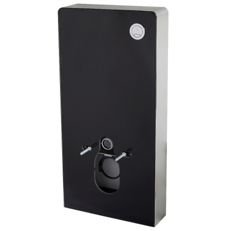 bati support wc suspendu en verre noir pose en applique