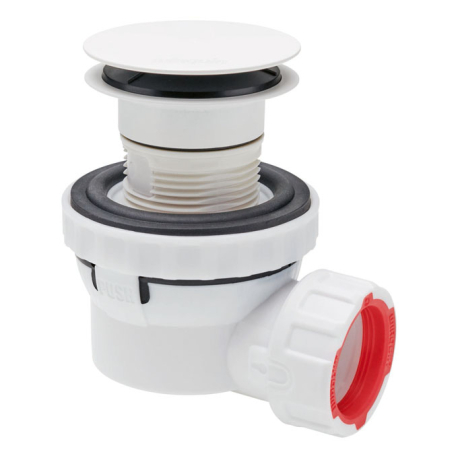 Ensemble siphon gain de place en laiton blanc 