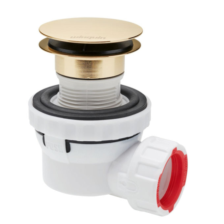 Ensemble bonde et siphon gain de place en laiton doré 