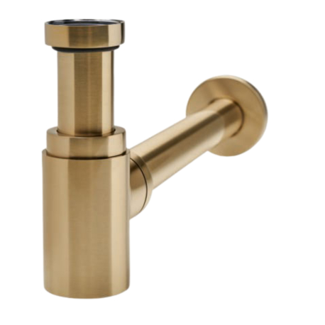 Siphon de lavabo en laiton doré brossé