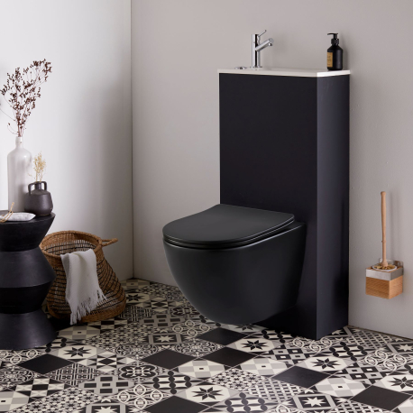 WC avec lave-mains intégré noir 