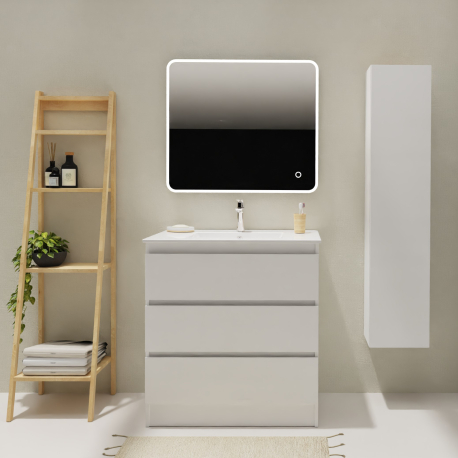 meuble de salle de bain 80cm blanc mat à poser