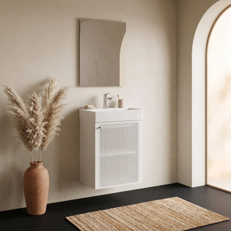 Meuble salle de bain gain de place 50 cm x 30 cm blanc