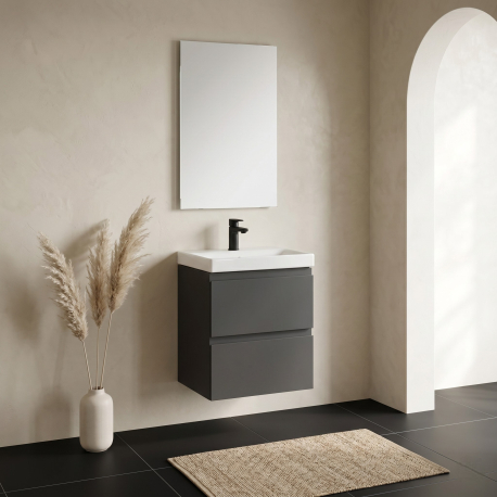 meuble salle de bain gain de place 50x35 cm faible profondeur gris anthracite mat