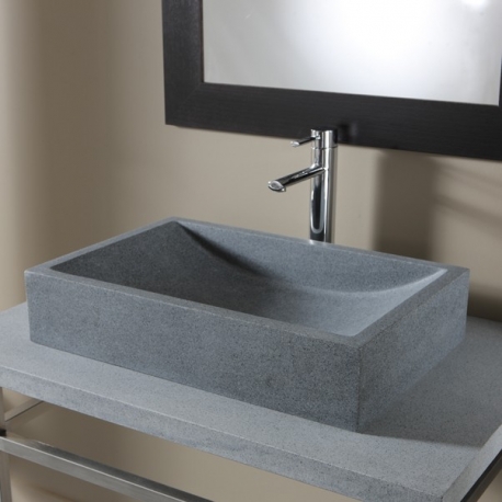 Vasque à poser rectangulaire en ardoise grise 